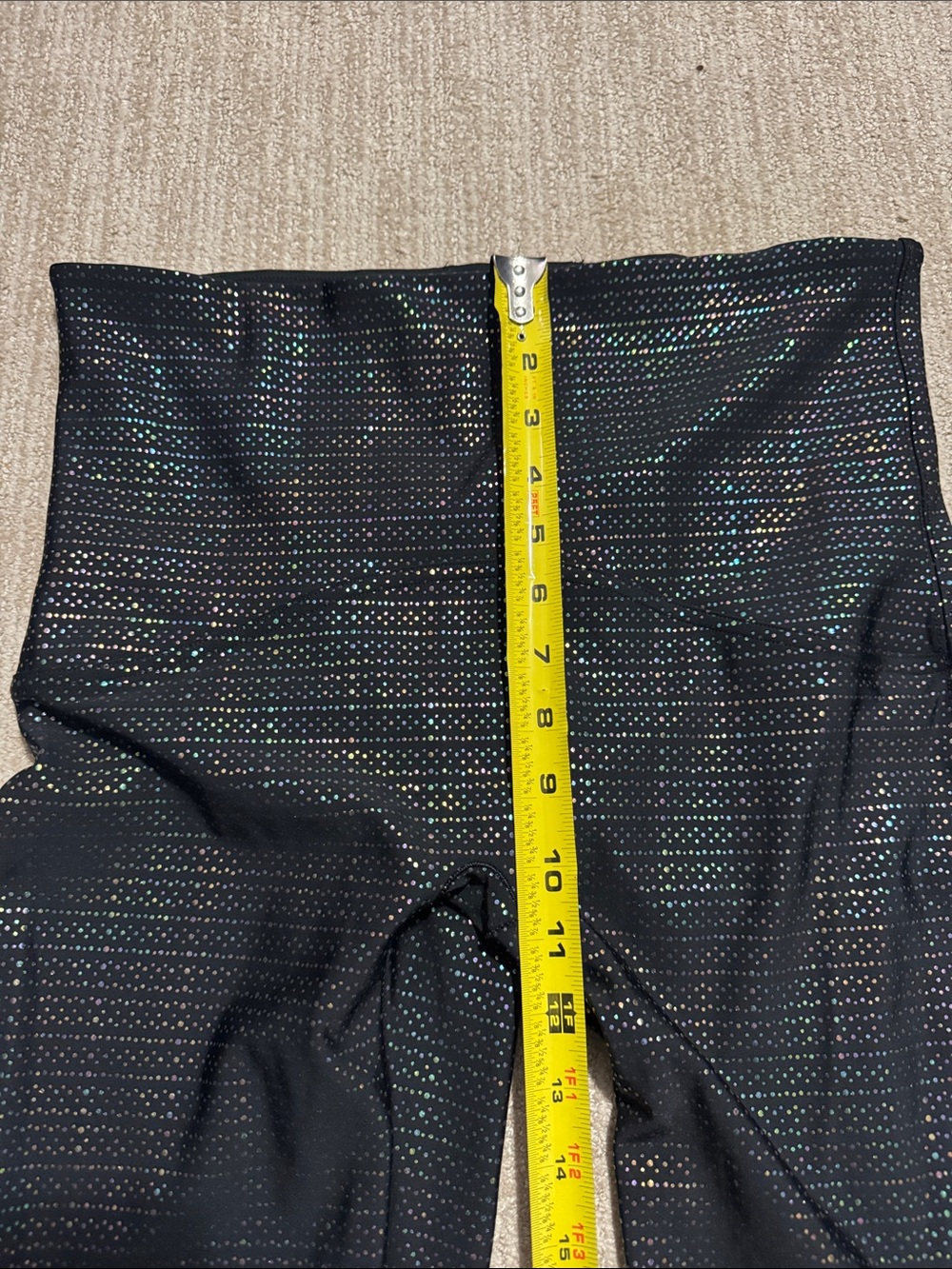 Spanx Womens XL Black Metallic Dot Print Active 7/8 Leggings High Rise Shimmer - Picture 5 of 9